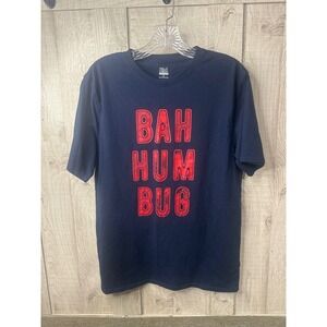 Falls Creek Mens Navy Blue Bah Hum Bug Holiday Sleepwear Graphic T-Shirt Medium